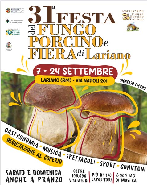 Locandina Sagra del Fungo Porcino Lariano 2023